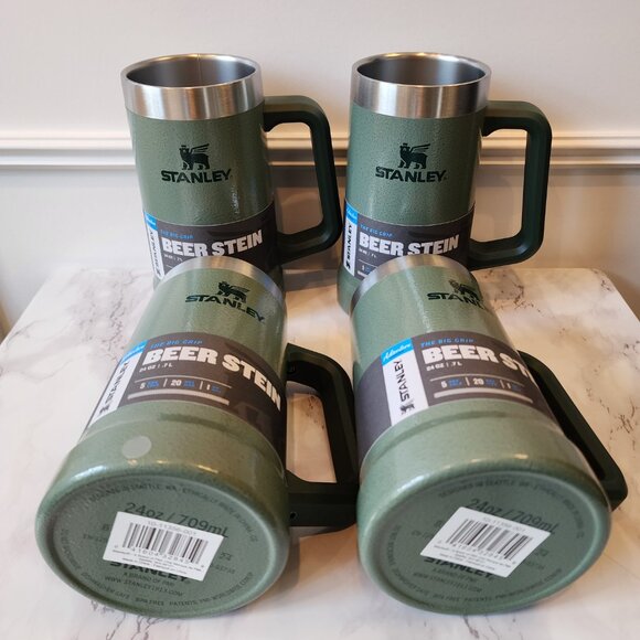 NIB SET OF FOUR Stanley Adventure Big Grip Beer Stein Hammertone Green 24 oz - Picture 2 of 9